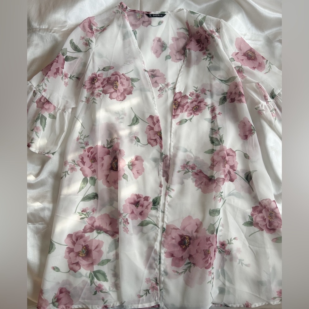 Floral Half Sleeve Flowy Cardigan